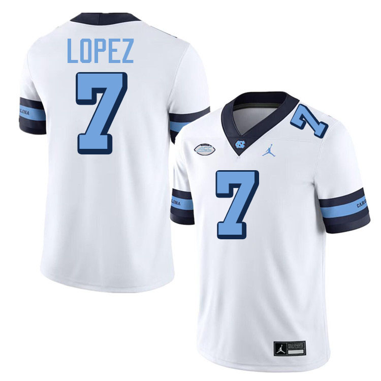 Gio Lopez UNC Jerseys,North Carolina Tar Heels #7 Gio Lopez Football Jerseys-Throwback White